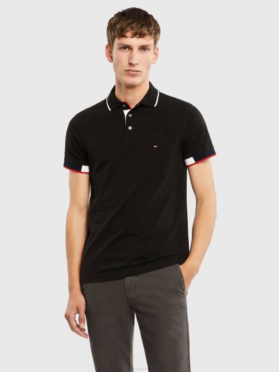 חפתים חסומים בצבע פולו בגזרה קלה NX201119 שָׁחוֹר Tommy Hilfiger