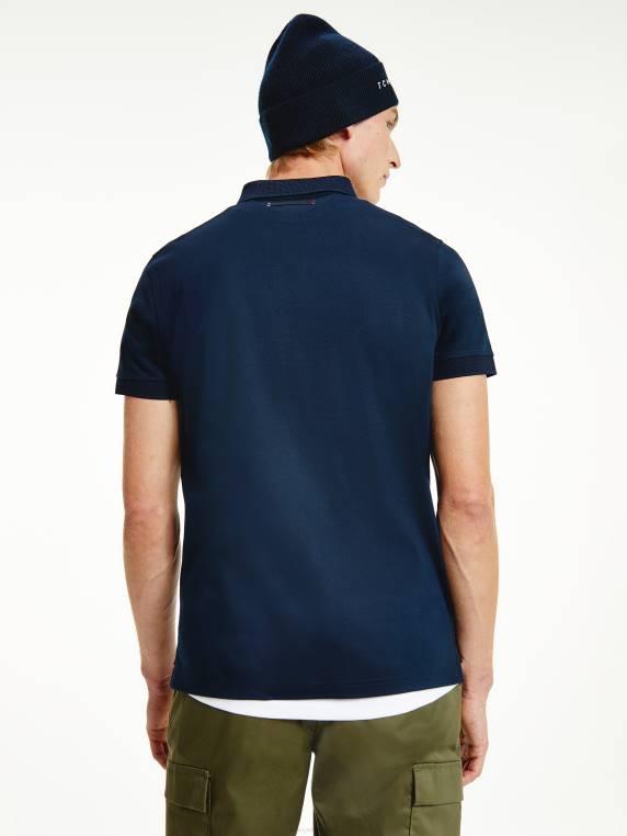 פולו מוגבה אינטרלוק בגזרה קלה NX201126 שמיים מדבריים Tommy Hilfiger