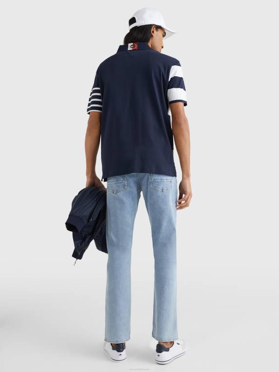 סמלים עם פס מעורב פולו קז'ואל NX201127 שמיים מדבריים/לבנים Tommy Hilfiger