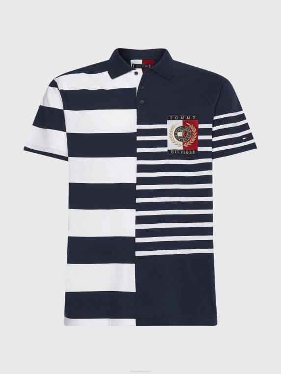 סמלים עם פס מעורב פולו קז'ואל NX201127 שמיים מדבריים/לבנים Tommy Hilfiger