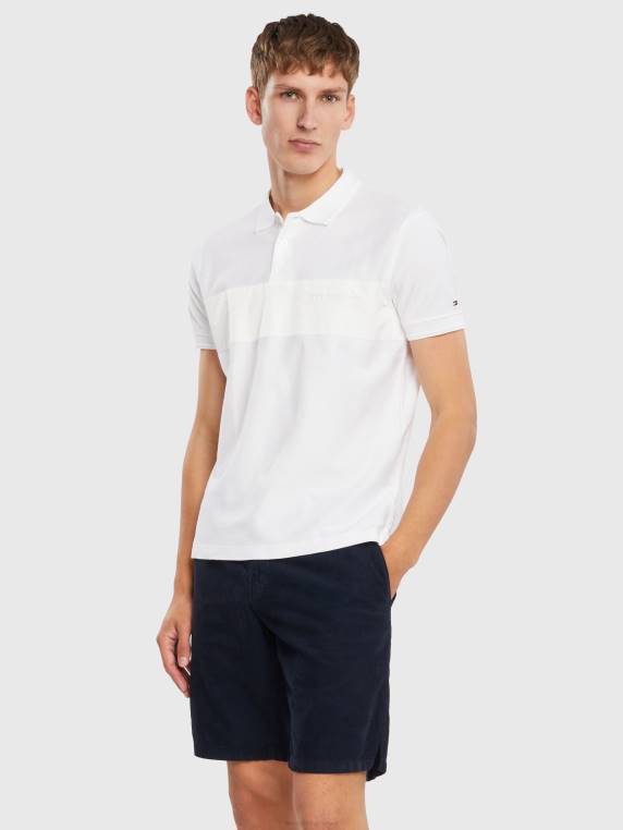 חולצת פולו רגילה מונוגרמה NX201136 לבן Tommy Hilfiger