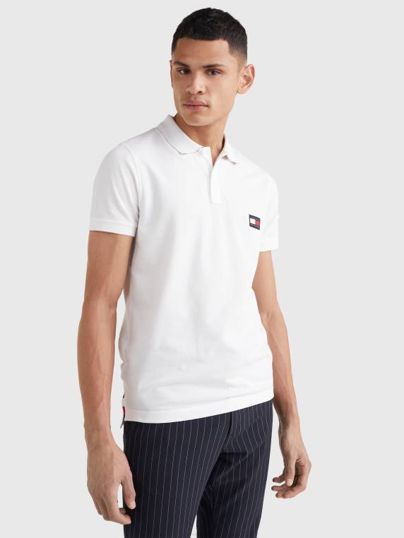 פולו צווארון תחתון ייחודי NX201145 לבן Tommy Hilfiger