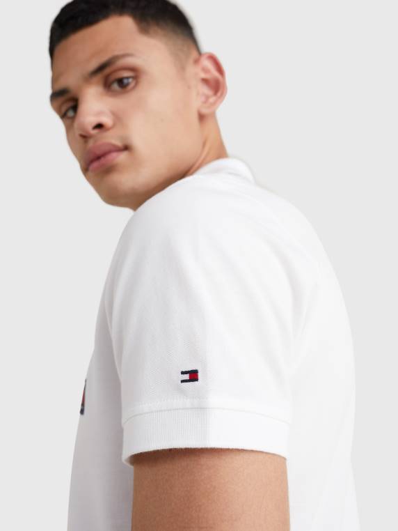 פולו צווארון תחתון ייחודי NX201145 לבן Tommy Hilfiger