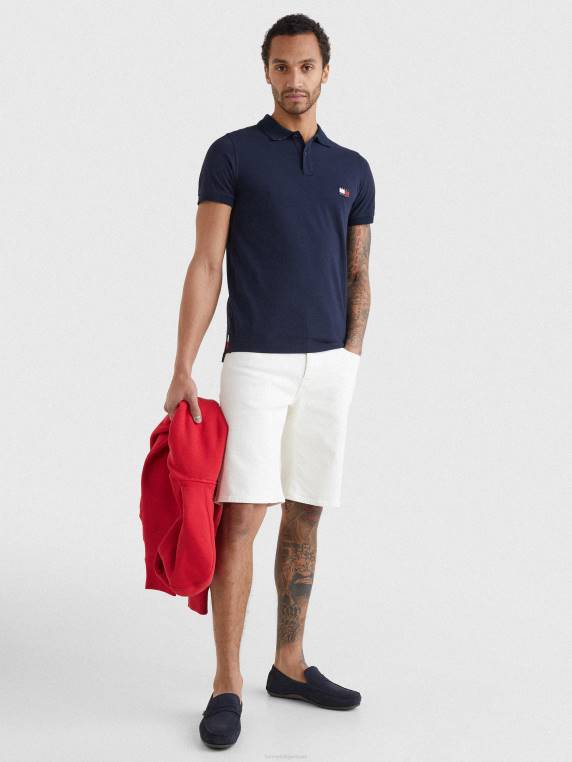 פולו צווארון תחתון ייחודי NX201148 שמיים מדבריים Tommy Hilfiger