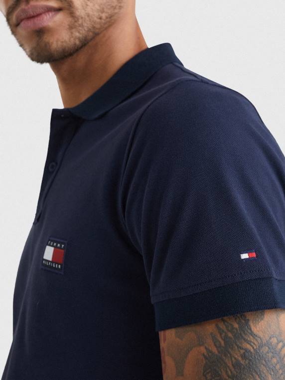 פולו צווארון תחתון ייחודי NX201148 שמיים מדבריים Tommy Hilfiger