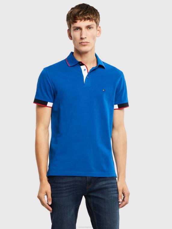 חפתים חסומים בצבע פולו בגזרה קלה NX201152 אי יווני כחול Tommy Hilfiger