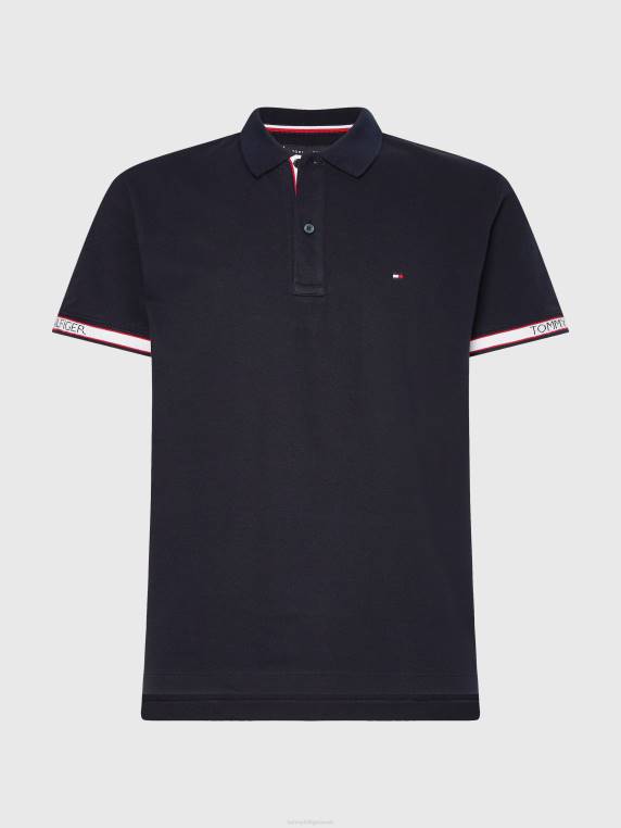 פולו עם שרוול לוגו בהתאמה רגילה NX201157 שמיים מדבריים Tommy Hilfiger