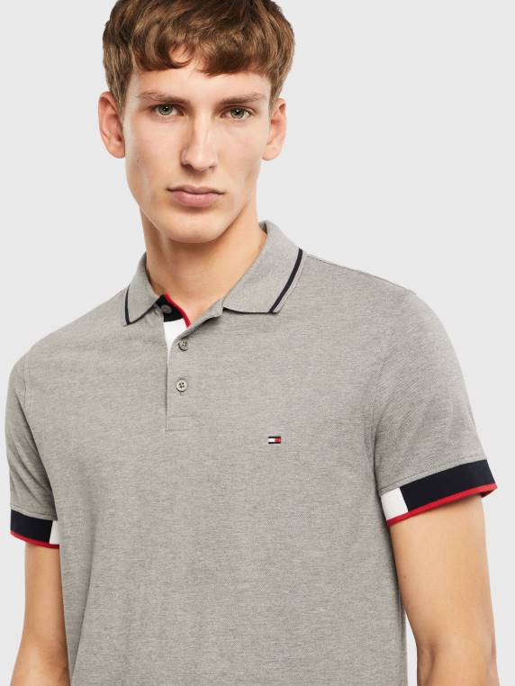 חפתים חסומים בצבע פולו בגזרה קלה NX201159 אברש אפור בינוני Tommy Hilfiger