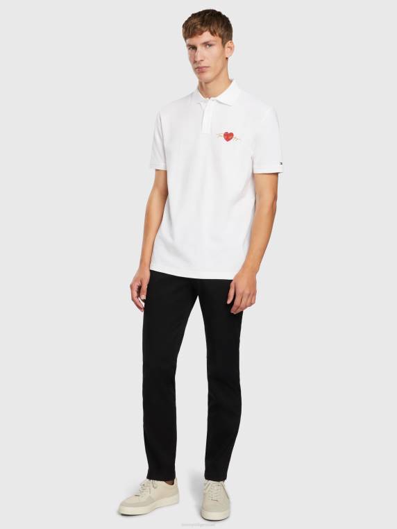 פולו מזדמן בהדפס לב NX201168 לבן Tommy Hilfiger