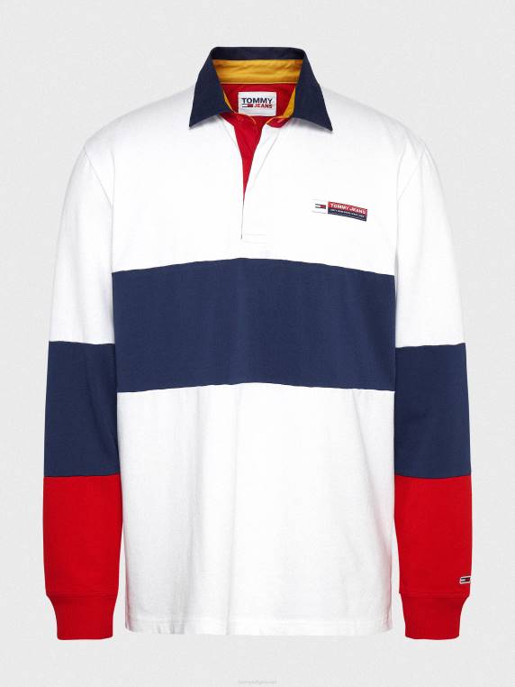 פולו עם שרוולים ארוכים בכושר רגוע NX201174 לבן/רב Tommy Hilfiger