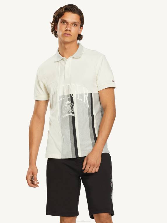 חולצת פולו רגילה בטקסטורת סמל NX201180 שֶׁנהָב Tommy Hilfiger