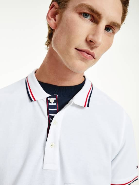 פולו דק בגזרת כותנה אורגנית NX201184 לבן Tommy Hilfiger