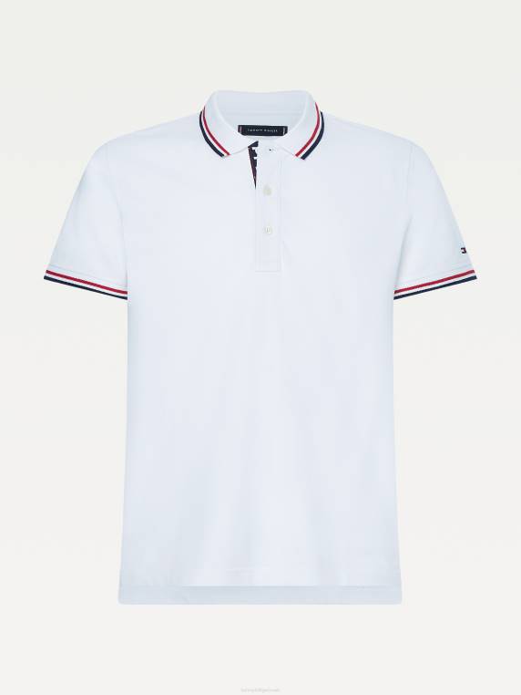 פולו דק בגזרת כותנה אורגנית NX201184 לבן Tommy Hilfiger