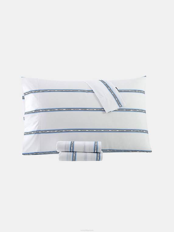 סט סדינים פסים מיטת קווין NX2011 ויסטה כחול Tommy Hilfiger