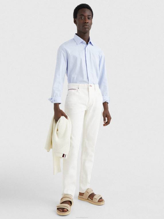 חולצת פס איתקה מוגבהת NX201204 הכחול/לבן הקלאסי Tommy Hilfiger