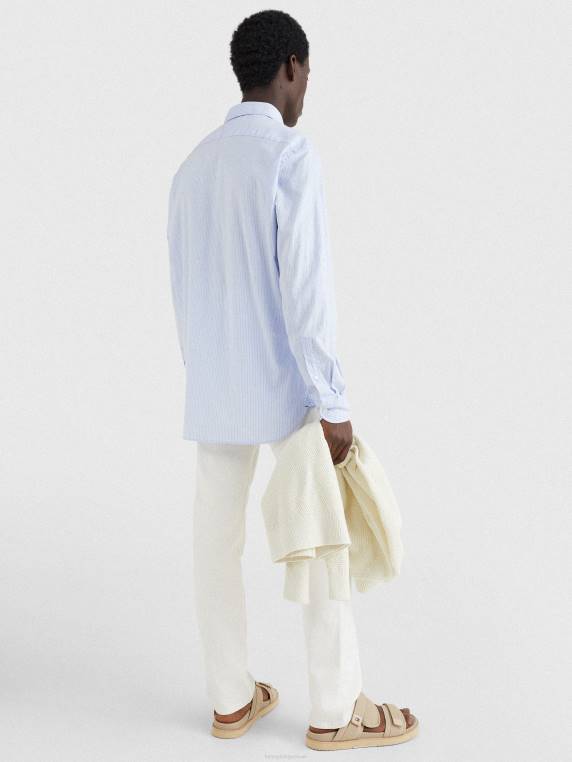 חולצת פס איתקה מוגבהת NX201204 הכחול/לבן הקלאסי Tommy Hilfiger