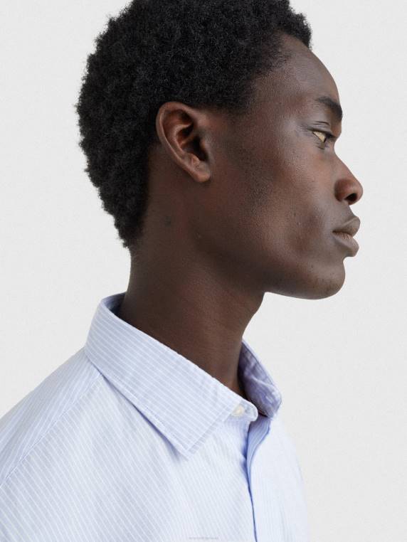 חולצת פס איתקה מוגבהת NX201204 הכחול/לבן הקלאסי Tommy Hilfiger