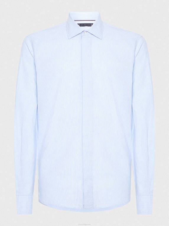 חולצת פס איתקה מוגבהת NX201204 הכחול/לבן הקלאסי Tommy Hilfiger