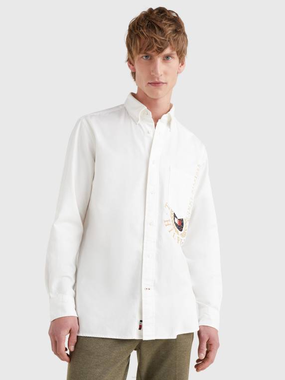 חולצת רקמת לוגו אייקונים NX201212 שֶׁנהָב Tommy Hilfiger