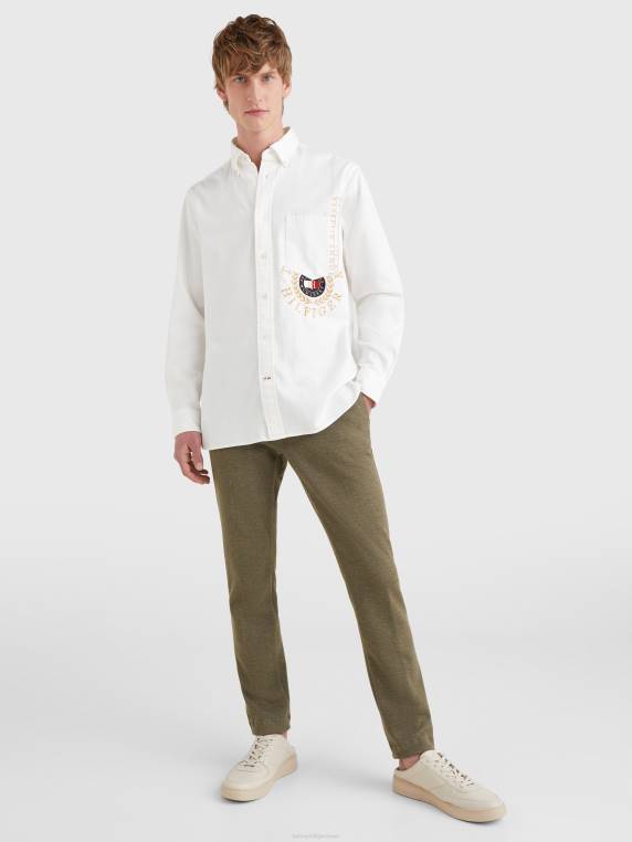 חולצת רקמת לוגו אייקונים NX201212 שֶׁנהָב Tommy Hilfiger