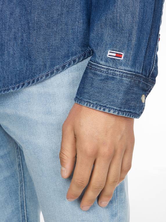 חולצת ג'ינס עם לוגו לייזר NX201215 מדיום ג'ינס Tommy Hilfiger