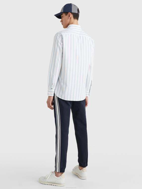 חולצת אוקספורד בהתאמה רגילה עם פסים NX201220 כחול/לבן גבוה Tommy Hilfiger