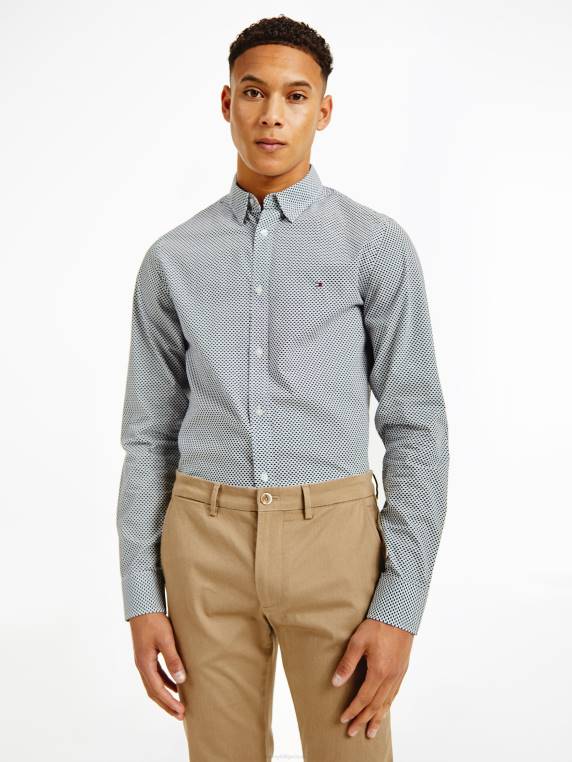 חולצה בהדפס נקודות NX201221 צי לבן/ייל Tommy Hilfiger