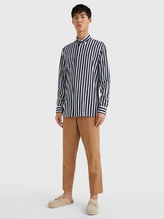 חולצת פסים סרוגה קז'ואל NX201223 שמיים מדבריים/לבנים Tommy Hilfiger