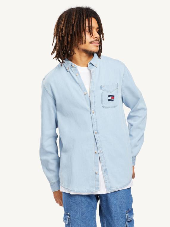 חולצת ג'ינס בתג NX201253 אינדיגו קל Tommy Hilfiger