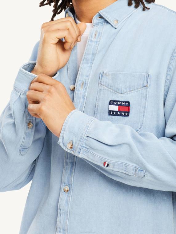 חולצת ג'ינס בתג NX201253 אינדיגו קל Tommy Hilfiger