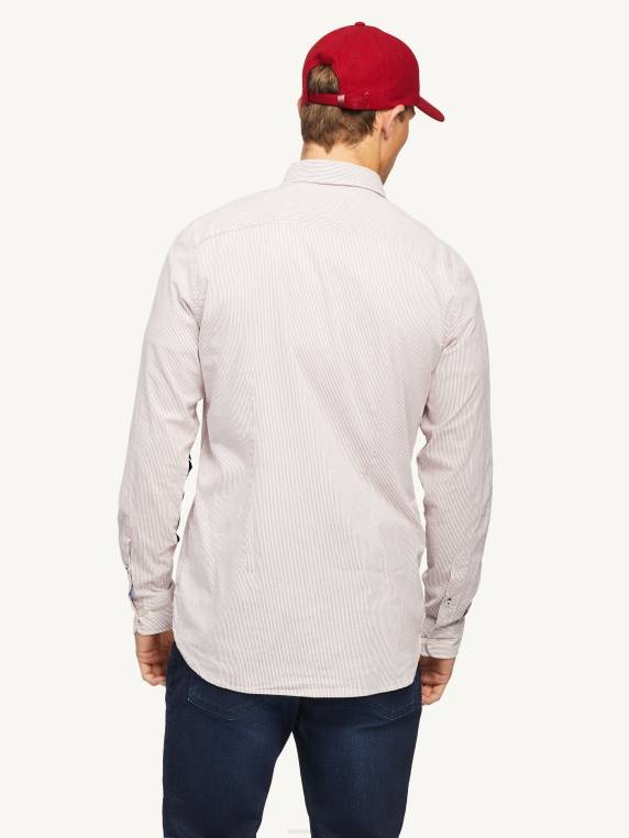 חולצה בגזרה בגזרה עם פסים עדינים NX201258 ארגמן אודם/לבן אופטי Tommy Hilfiger