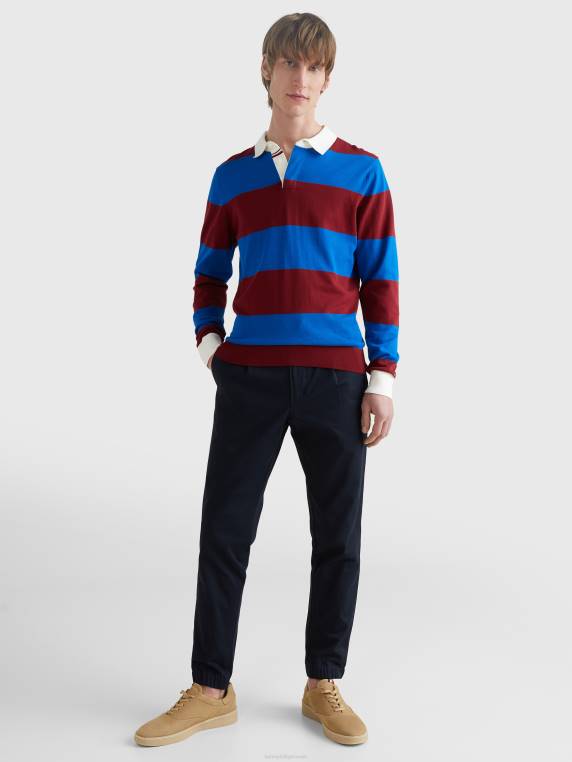 חולצת רוגבי סרוגה בפס NX201259 סוֹמֶק Tommy Hilfiger