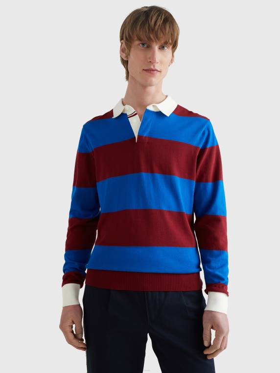 חולצת רוגבי סרוגה בפס NX201259 סוֹמֶק Tommy Hilfiger