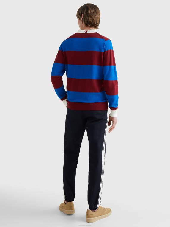 חולצת רוגבי סרוגה בפס NX201259 סוֹמֶק Tommy Hilfiger