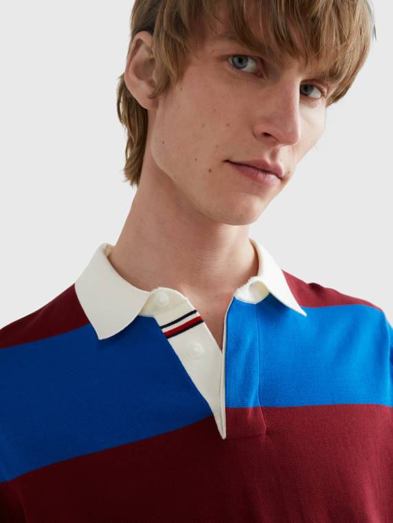 חולצת רוגבי סרוגה בפס NX201259 סוֹמֶק Tommy Hilfiger