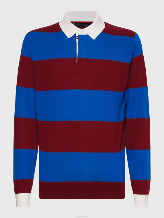 חולצת רוגבי סרוגה בפס NX201259 סוֹמֶק Tommy Hilfiger