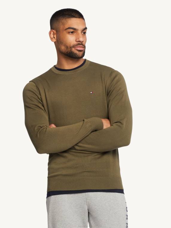 סוודר חתימה עם צווארון צוואר NX201267 צבא ירוק Tommy Hilfiger