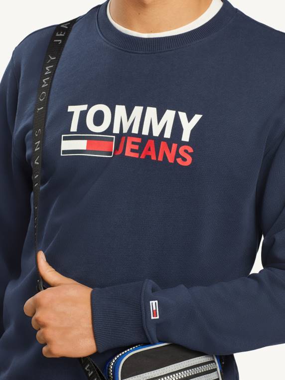 סווטשירט לוגו מכותנה אורגנית NX201271 צי הדמדומים Tommy Hilfiger
