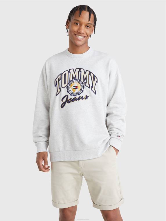 ארכיון סווטשירט כותנה אורגנית לאוניברסיטה NX201273 אברש אפור כסוף Tommy Hilfiger