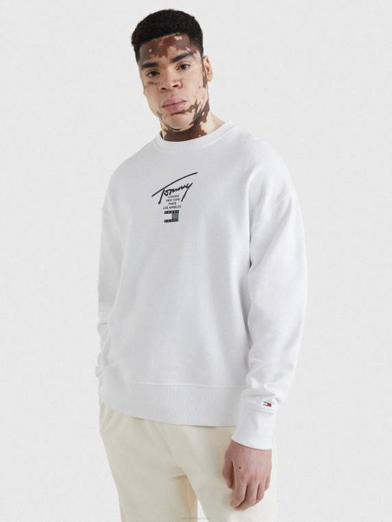 סווטשירט לוגו חתימה NX201282 לבן Tommy Hilfiger