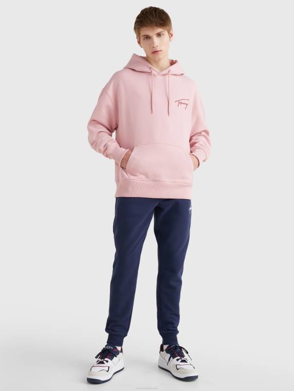 לוגו חתימה קפוצ'ון בכושר נינוח NX201284 ורוד ברודוויי Tommy Hilfiger