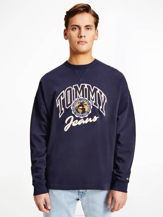 ארכיון סווטשירט כותנה אורגנית לאוניברסיטה NX201312 צי הדמדומים Tommy Hilfiger