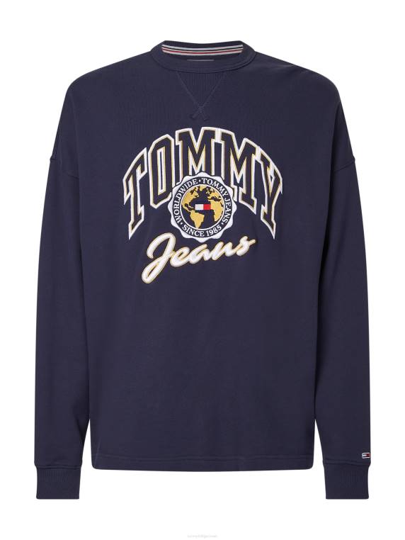 ארכיון סווטשירט כותנה אורגנית לאוניברסיטה NX201312 צי הדמדומים Tommy Hilfiger