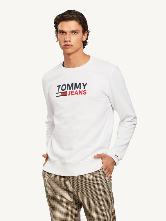סווטשירט לוגו מכותנה אורגנית NX201324 לבן Tommy Hilfiger