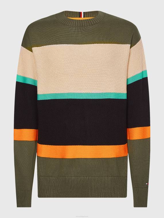 בתוספת מגשר סריג מעורב בצבע חסום NX201328 צבא ירוק Tommy Hilfiger