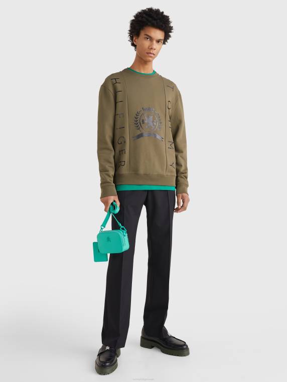 סווטשירט עם צווארון מצויר NX201342 צבא ירוק Tommy Hilfiger