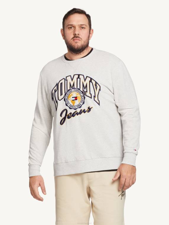 בתוספת ארכיון כותנה אורגנית סווטשירט לאוניברסיטה NX201347 אברש אפור כסוף Tommy Hilfiger