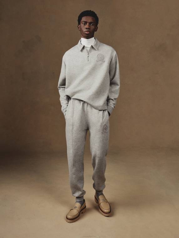 סווטשירט עם רבע רוכסן להכנה NX201376 אברש בינוני אפור Tommy Hilfiger