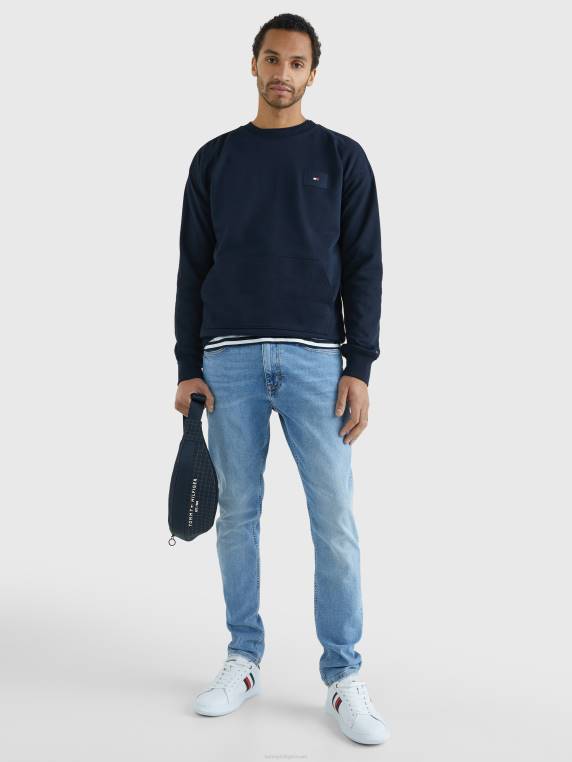 סווטשירט עם צווארון בהדפס לוגו NX201386 שמיים מדבריים Tommy Hilfiger