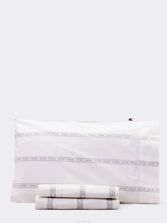 סט סדינים פס מיטה זוגית NX2013 אפור גבוה Tommy Hilfiger